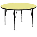 Flash Furniture 60'' Round Activity Table with Thermal Fused Laminate Top and Height Adjustable Pre-School Legs, Yellow-Yellow Laminate