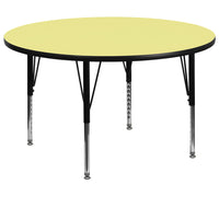 Flash Furniture 60'' Round Activity Table with Thermal Fused Laminate Top and Height Adjustable Pre-School Legs, Yellow-Yellow Laminate