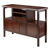 Winsome Diego Buffet/Sideboard Table-Buffet Table size is  46"W x 16"D x 34"H.  Two open Shelves size is 12"W x 14"D x 12" Clearance.