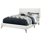 Monarch Specialties 5953Q Queen Size Bed - White Leather-Look With Chrome Legs-Padded and upholstered platform bed in a timeless white leather-look fabric
