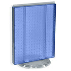 Azar Displays 20" x 16" Pegboard Counter Unit, Translucent Blue (700500-BLU)-Two-sided display stands on a clear plastic revolving base, providing easy customer access