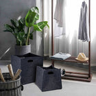 Truu Design, Square Felt Storage Baskets, Set of 3, 15 x 14.5 x 14 inches, Dark Grey-Easily foldable, and each basket nests into one another for space-saving storage solution