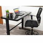 Uncaged Ergonomics Rise Up Glass Electric Height Adjustable Sit/Stand Desk - Black-Stay organized and clutter free by storing work essentials in the smooth rolling, concealed storage drawer