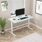 Uncaged Ergonomics Rise Up Glass Top Electric Height Adjustable Sit/Stand Desk - White-Desktop size is 23.7” x 45.3”