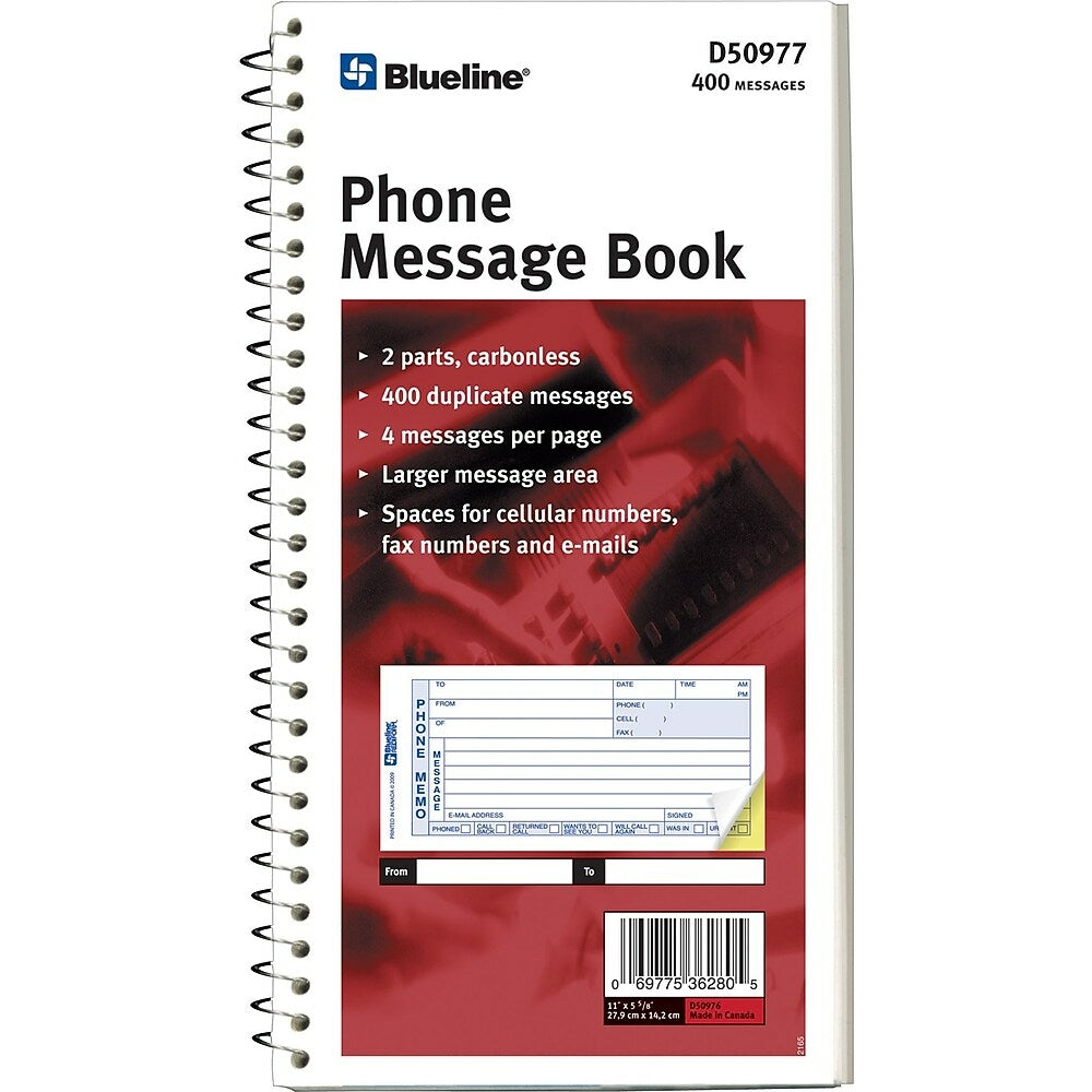 Blueline Telephone Message Book, 5-11/16