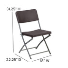 Flash Furniture HERCULES Series Rattan Plastic Folding Chair with Grey Frame - Brown-Double Support Rails