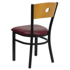 Flash Furniture HERCULES Series Black Circle Back Metal Restaurant Chair - Natural Wood Back & Burgundy Vinyl Seat-Burgundy Vinyl Upholstered Seat