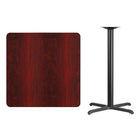 Flash Furniture 36'' Square Laminate Table Top, Mahogany with 30'' x 30'' Bar-Height Table Base (XUMA3636T3030B)-Mahogany Laminate Top