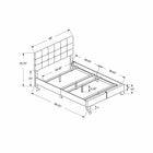 Monarch Specialties 5921F Full Size Bed - Beige Linen-Includes frame, wooden slats, headboard and black solid wood block-style legs for increased stability and sturdiness 