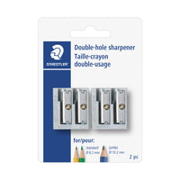 Staedtler Handheld 2-Hole Plastic Sharpener - Silver-Manual