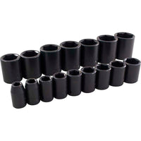 Gray Tools 16 Piece 1/2" Drive 6 Point SAE, Standard Impact Socket Set, 3/8"-1-5/16"-Contains Sizes: 3/8, 7/16, 1/2, 9/16, 5/8, 11/16, 3/4, 13/16, 7/8, 15/16, 1, 1 1/16, 1 1/8, 1 3/16, 1 1/4, 1 5/16".