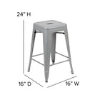 Flash Furniture 24" High Metal Counter-Height, Indoor Bar Stool in Silver - Stackable Set of 4-Suitable for kitchen islands and restaurants