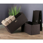Winsome Torino Folding Fabric Baskets, Chocolate, 3 Pack (38323)-Dimensions (each): 23"W x 10.2"D x 10.2"H