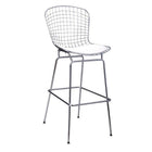 Nicer Furniture Bertoia Chrome Wire Frame Counter Stool - White-Seat and base made from welded steel rods