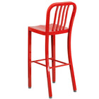 Flash Furniture 30" High Red Metal Indoor-Outdoor Barstool with Vertical Slat Back-Red Powder Coat Finish