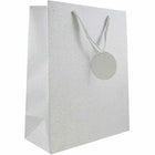 JAM Paper No-Mess Glitter Gift Bags - Large - 10" x 13" x 5" - Silver - 6 Pack-Color: Silver