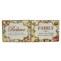Cathay Importers Rustic Tin Wall Quotes-Believe/Family (EC-24-0141)-Print