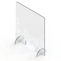 Mark Maker Acrylic Sneeze Guard - 18" x 23.75" - Design #2-Available with acrylic feet to easily stand on countertops for portability and quick installation with no tools required.