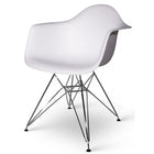 Nicer Furniture Eiffel Style Armchair with Chrome Legs - White - 4 Pack-High quality heavy-duty plastic molded seat with a matte finish