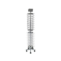Eddie's Hang-Up Display Ltd. Floorstanding Metal Eyewear Spinner, Holds 72 Pairs, Silver (300155)-Display rack for eyewear that spins and has mirrors at the top