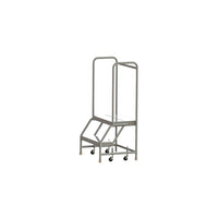 Tri-Arc Manufacturing Aluminum Rolling Ladder, Step Width: 24", Step Type: Ribbed, No. of Steps: 2 (WLAR102244)-No. of Steps: 2