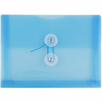 JAM Paper Plastic Envelopes with Button and String Tie Closure Index Booklet - 5.5" x 7.5" - Blue - 12 Pack -Colour: Blue 