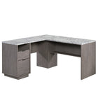 Sauder 59"W East Rock L-Desk - Ashen Oak-Spacious work surface for laptop, notepads, lamp, etc