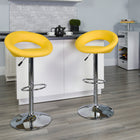 Flash Furniture Contemporary Vinyl Rounded Orbit-Style Back Adjustable Height Barstool with Chrome Base - Yellow-Swivel Seat