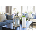 Eglo Pasteri Touch Sensor Table Lamp, 10", Matte Nickel Finish with White Fabric Shade-Dimensions: 10.13"H x 4.75"W x 4.75"D