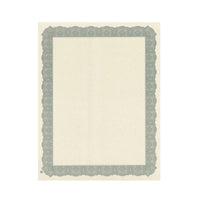 Geographics Braided Silver Heavyweight Certificates - 8.5" x 11" - Sugar Cane Paper - 15 Pack-Natural, unbleached sugarcane paper with Silver border