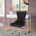Plata Import Boyel Upholstered Velvet Office Chair - Black-Ergonomic