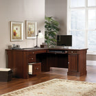 Sauder 69"W Palladia L-Desk - Select Cherry-  File drawer with full extension slides holds letter or legal size hanging files