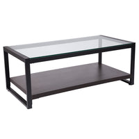 Flash Furniture Rosedale Glass Coffee Table with Black Metal Frame-Contemporary Style