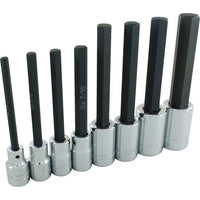 Gray Tools 8 Piece 1/2" Drive, Extra Long SAE Hex Head, Chrome Socket Set, 1/4"-3/4"-Contains Sizes: 1/4", 5/16", 3/8", 7/16", 1/2", 9/16", 5/8", 3/4".