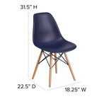 Flash Furniture Elon Series Navy Plastic Chairs with Wooden Legsase-Floor Protector Plastic Glides
