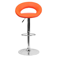 Flash Furniture Contemporary Orange Vinyl Rounded Orbit-Style Back Adjustable Height Barstool with Chrome Base-Contemporary Style Stool