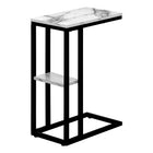 Monarch Specialties 3675 Accent Table - 25"H/White Marble/Black Metal-8