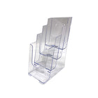 Futech 4-Bay Trifold Literature Holder - Acrylic - 4.25" W x 10" H x 8" D - 2 Pack (CTS0132)-Clear Acrylic