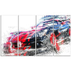 Designart Red and Black Sports Car, 4 Piece Gallery-Wrapped Canvas, (PT2638-271)-Print