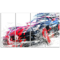 Designart Red and Black Sports Car, 4 Piece Gallery-Wrapped Canvas, (PT2638-271)-Print