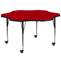 Flash Furniture Mobile 60" Flower Thermal Laminate Activity Table - Red-Flower Shaped Activity Table
