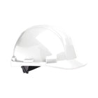 Wasip Hard Hat - A89R Matterhorn - Ratchet - CSA Type 2 - Class E - White-The Matterhorn hard hat features a rain trough, HDPE shell, slots for accessories, foam liner, 4 point suspension (with 3 levels for height adjustment), and the adjustment is a ratchet adjustment with forehead comfort band and crown pad
