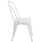 Flash Furniture Commercial Grade Metal Indoor-Outdoor Stackable Chair - White-Curved Back with Vertical Slat