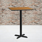 Flash Furniture 30" Square Natural Laminate Table Top with 22" x 22" Bar Height Table Base-Top Size: 30"W x 30"D