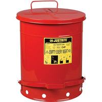 Justrite Oily Waste Cans, 14 Gal, 16 1/6" x 20 1/4", Red-Colour: Red