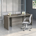 Sauder 71"W Affirm Executive Desk - Hudson Elm- Melamine top surface is heat, stain, and scratch-resistant