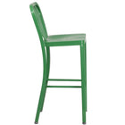Flash Furniture 30" High Green Metal Indoor-Outdoor Barstool with Vertical Slat Back-Vertical Slat Back