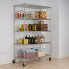 TRINITY EcoStorage 5-Tier Wire Shelving Rack with Wheels, Chrome (TBFZ-0915)-Five commercial-grade 48" x 24" shelves