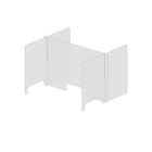 Mark Maker H Shaped Table Divider - 32" W x 23.5" H middle and two 30" W x 23.5" H sides 1/4" Clear Acrylic-with 3"x12" pass thr-Three pass throughs allow for document sharing between students and instructor.