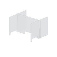 Mark Maker H Shaped Table Divider - 32" W x 23.5" H middle and two 30" W x 23.5" H sides 1/4" Clear Acrylic-with 3"x12" pass thr-Three pass throughs allow for document sharing between students and instructor.